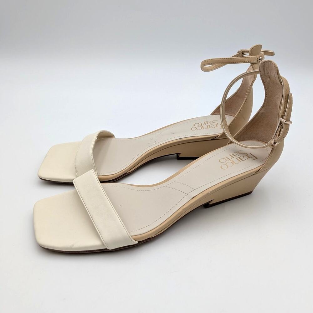Franco Sarto Sadie Ankle Strap Wedge Sandals Women's Cream/Beige Size US9M EU40